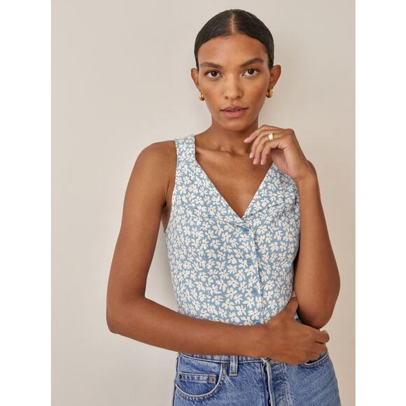 Reformation Jayne Sleeveless Dainty Floral Blouse Sz 10 NWOT - Picture 1 of 9